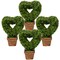 4 Packs 14.5 Inch Mini Artificial Boxwood Topiary Trees with Heart Shape-Green